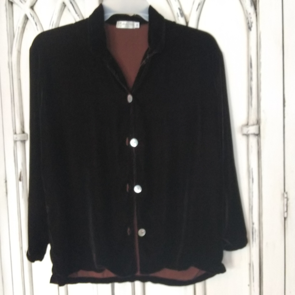 Rayon/silk velvet shirt jacket